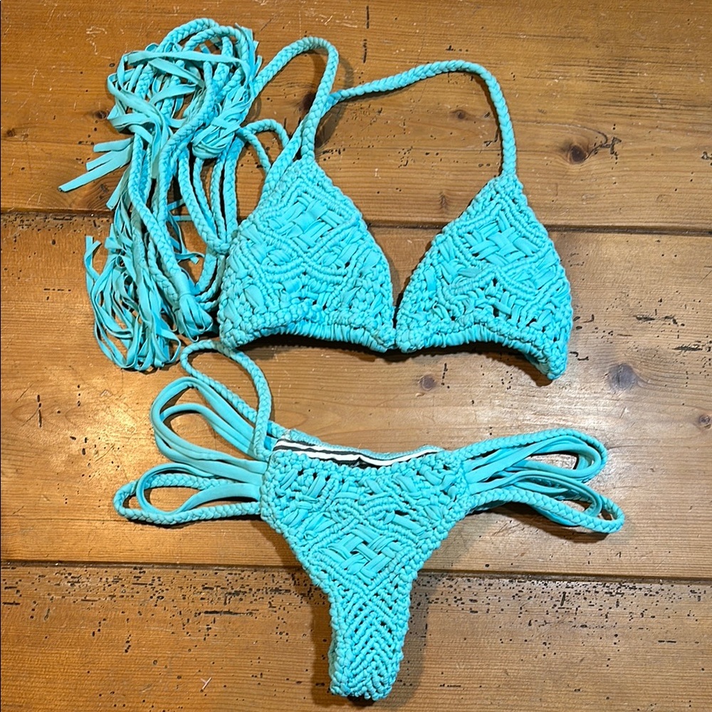 Rove Turquoise Crochet Bikini Set